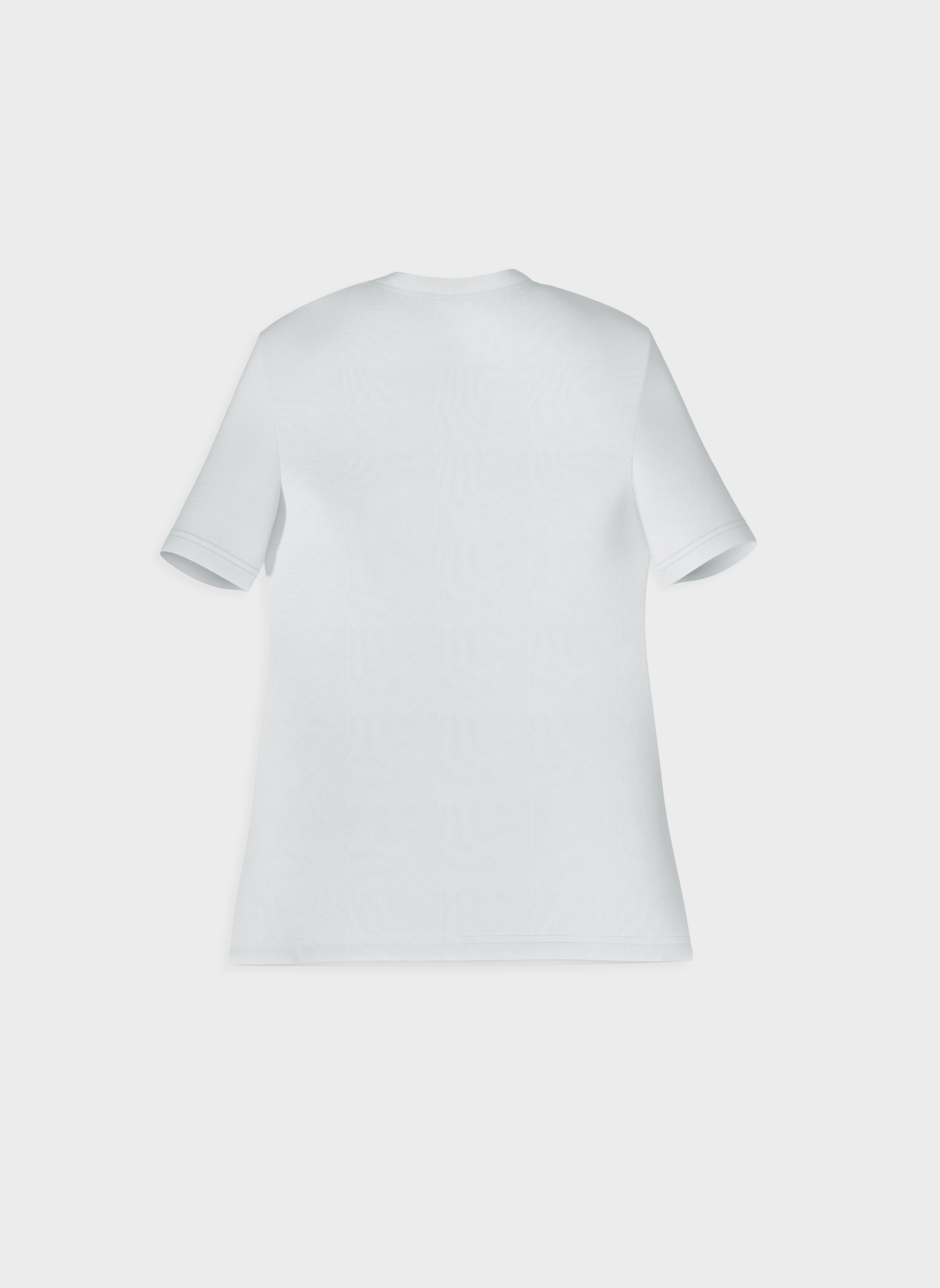 Back view of white Olivia Short-Sleeve Bamboo Tee UPF 50+ by Ondine, minimalist design and smooth finish.