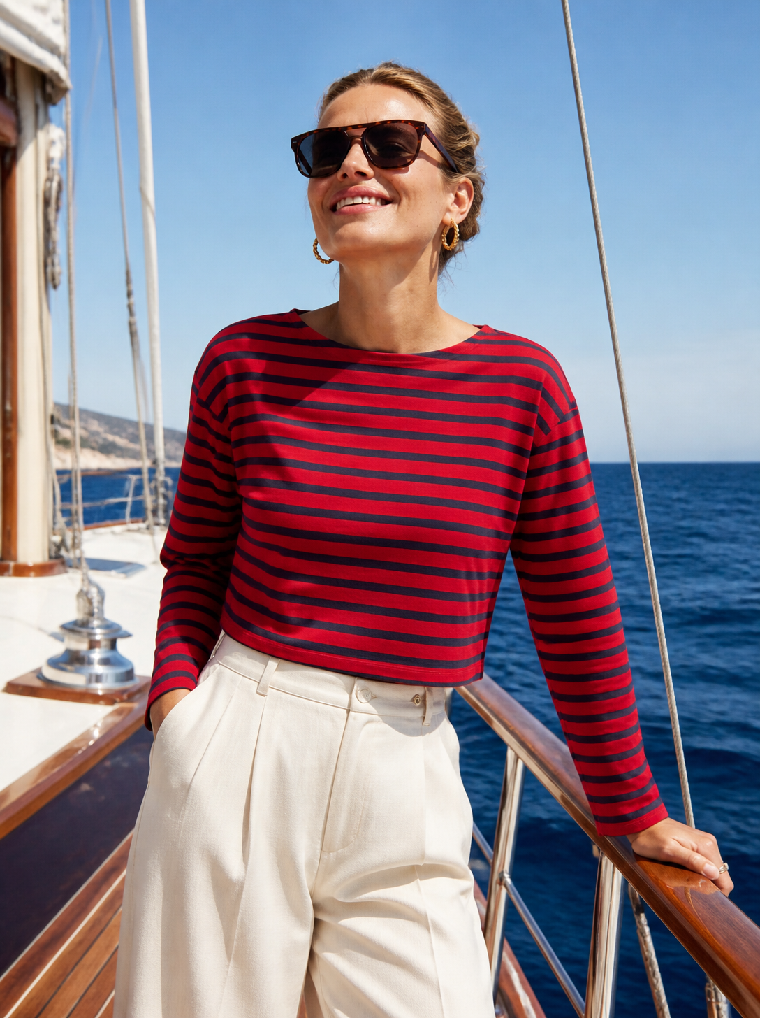 Emma Marinière Cropped UPF 50+ striped top by Ondine